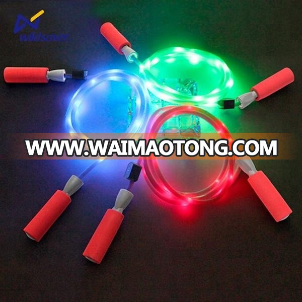 Fashion Custom Sell Chinese Kids and Adults colorful Sport nylon jumping LED flashing skipping light up jump rope